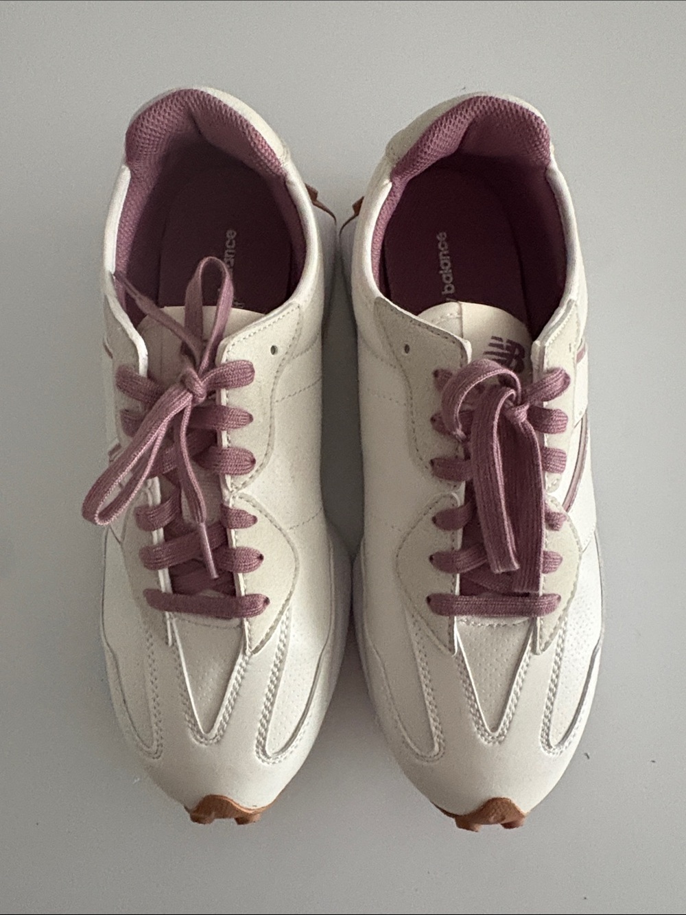 New Balance Off-White Golf Sneakers with Mauve Pink Details